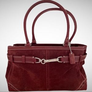 ✨Host Pick✨Vintage Rare Coach Hampton Burgundy Suede Handbag